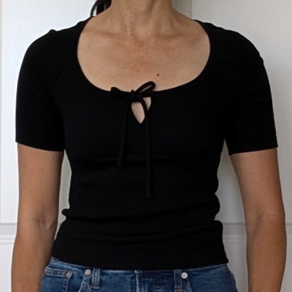 J. Crew black knit shirt with keyhole